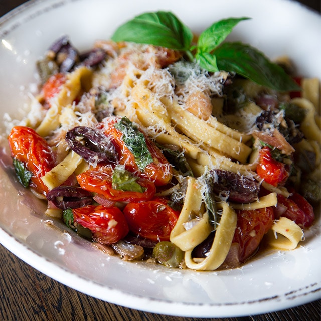 A pasta salad dish.